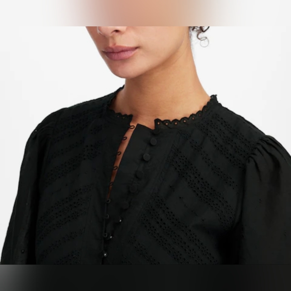 Madewell Black Eyelet Flutter Sleeve Mini Dress | Size 16 | NWT - Picture 4 of 8
